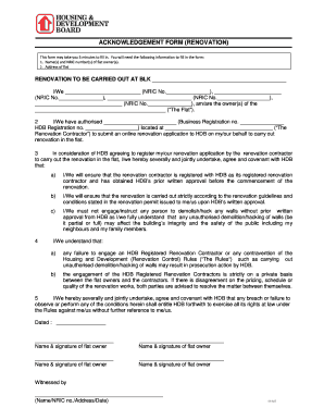 Hdb Early Handover Form