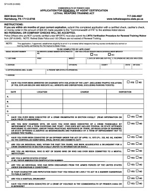 SP 8 205 Applicaiton for Renewal of Agent Certification  Form