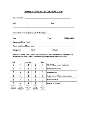 NROTC APPLICANT INTERVIEW FORM