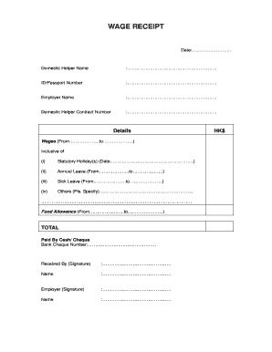 Salary Receipt for Domestic Helper  Form