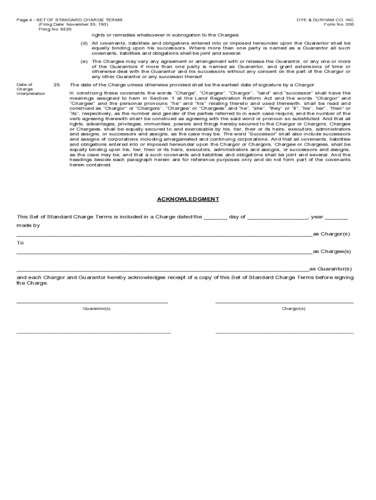 Standard Charge Terms 200433 PDF  Form