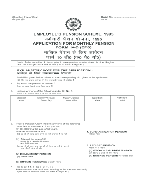 APPLICATION for MONTHLY PENSION FORM 10 D EPS Epfup