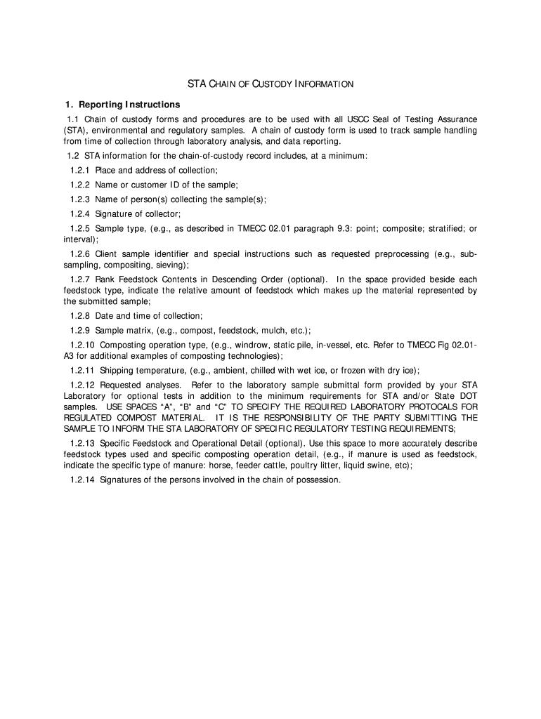 Chain of Custody  Form