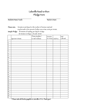 Read a Thon Forms