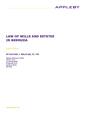 Law of Wills and Estates in Bermuda 8th Edition Appleby  Form