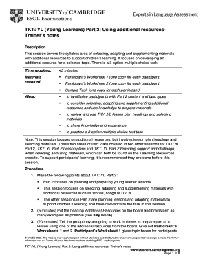 Tkt Young Learners Course Book PDF  Form