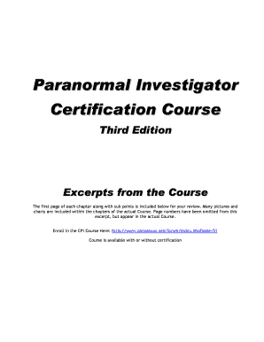 Paranormal Certification  Form