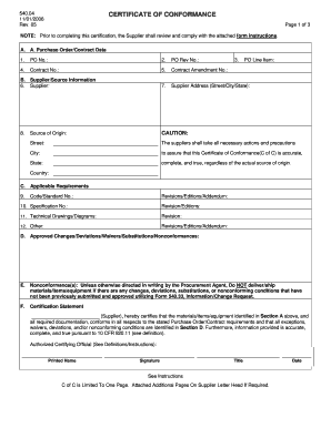 Certificate Of Conformance Fill Out And Sign Printable Pdf Template Signnow