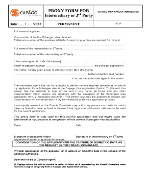 PROXY FORM for Intermediary or 3rd Party Capago Capago