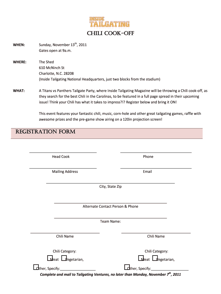 Chili Cook Off Sign Up Sheet Fill Out And Sign Printable PDF Template 