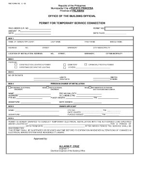 Permit for Temporary Service Connection Form