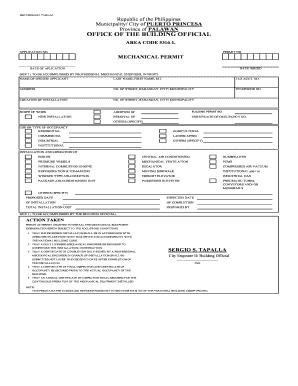 4 NBC Form No 77 001 M Mechanical Permit Xlsx City of Puerto Puertoprincesa