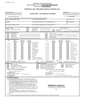 Sanitary and Plumbing Permit  Form