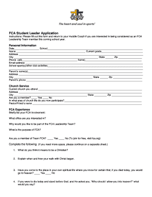 Fca Student  Form