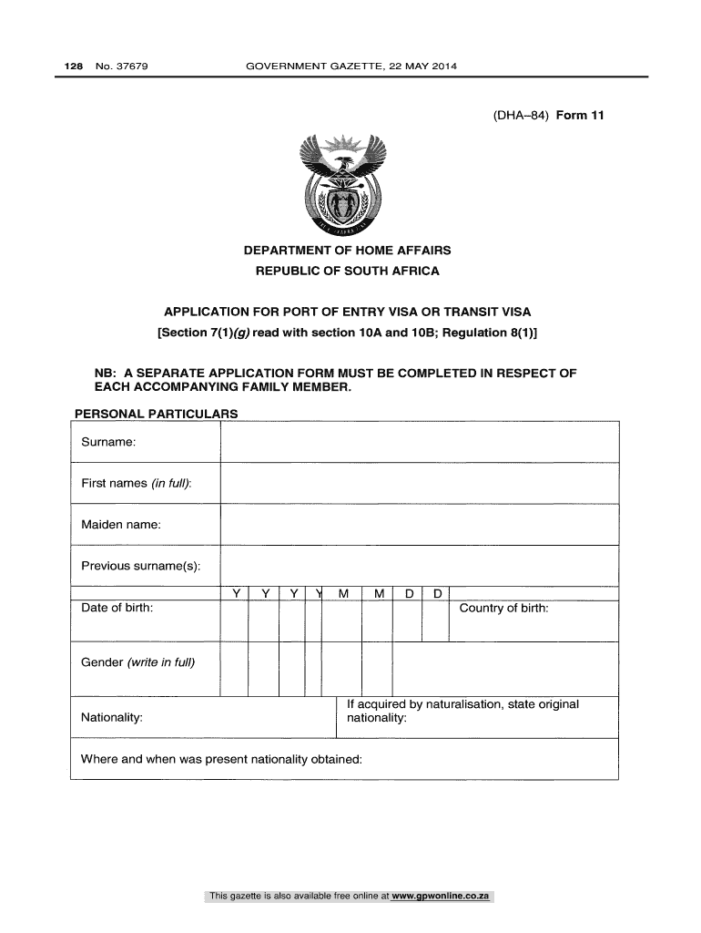  South Africa Visa Application Form Dha 84 2014-2024