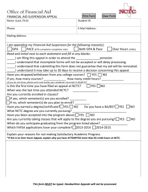 SAP Appeal Form Nctc