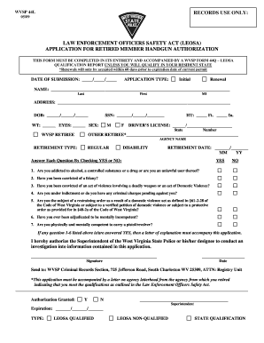 LEOSA Application for Retired Member Handgun Authorization  Form