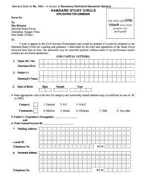 Hamdard Study Circle  Form