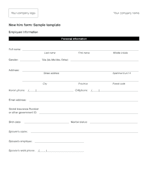 New Hire Forms Template