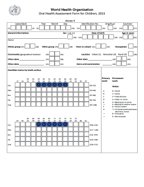 PEP Annex 4 ORH Form Children Tooth Surface Copy Edited 22 Aug Who