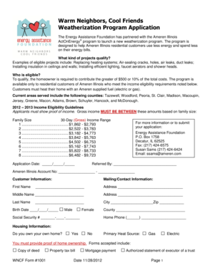 Warm Neighbors Cool Friends Application  Form