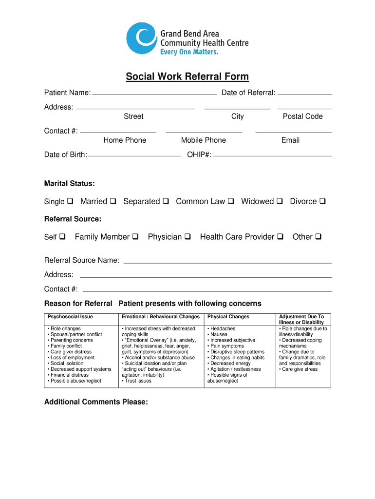 Social Work Referral  Form