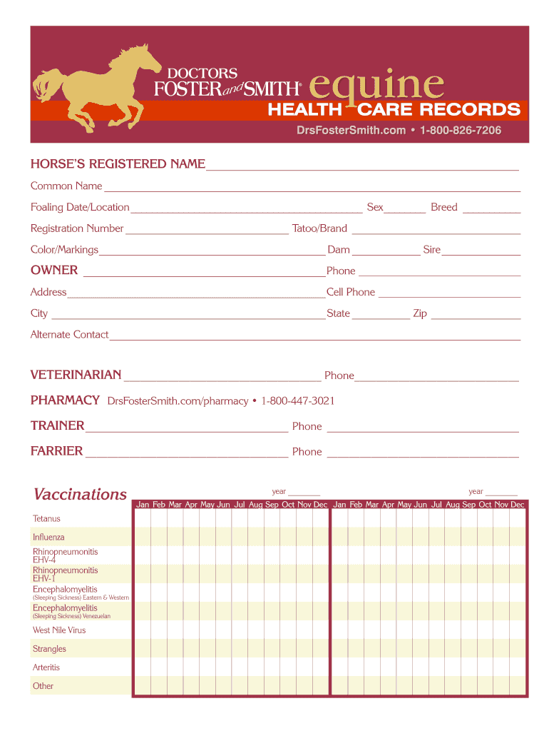 Equine Records Fill Out and Sign Printable PDF Template signNow