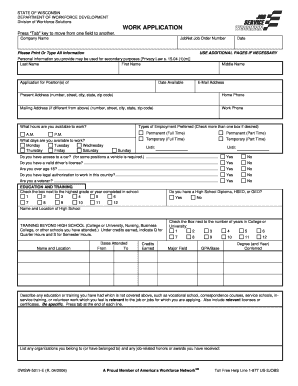 Work Application DWSW Workforce Connections Workforceconnections  Form