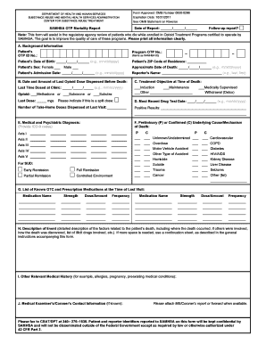 SAMHSA OTP Mortality Report Form Aatod