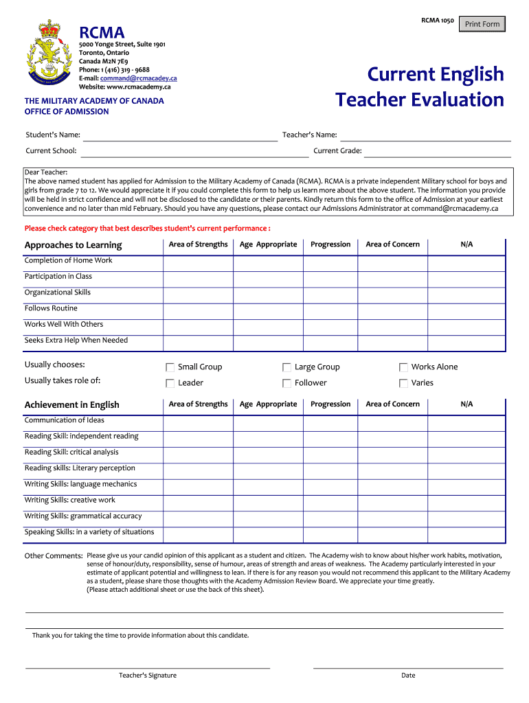 Teacher Evaluation Elsa Forms