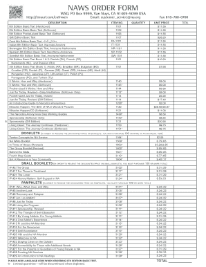 Naws Order Form