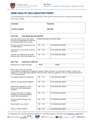 Health Declaration Form