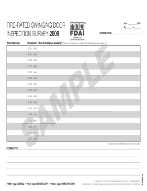 Form 3 Fire Rated Swinging Door Inspection Survey Door and Dhi