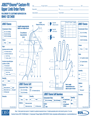 Jobst Elvarex Made to Measure Order Form