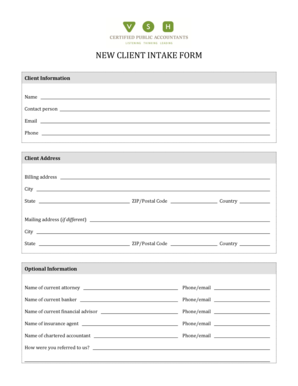 Domestic New Client Information Form