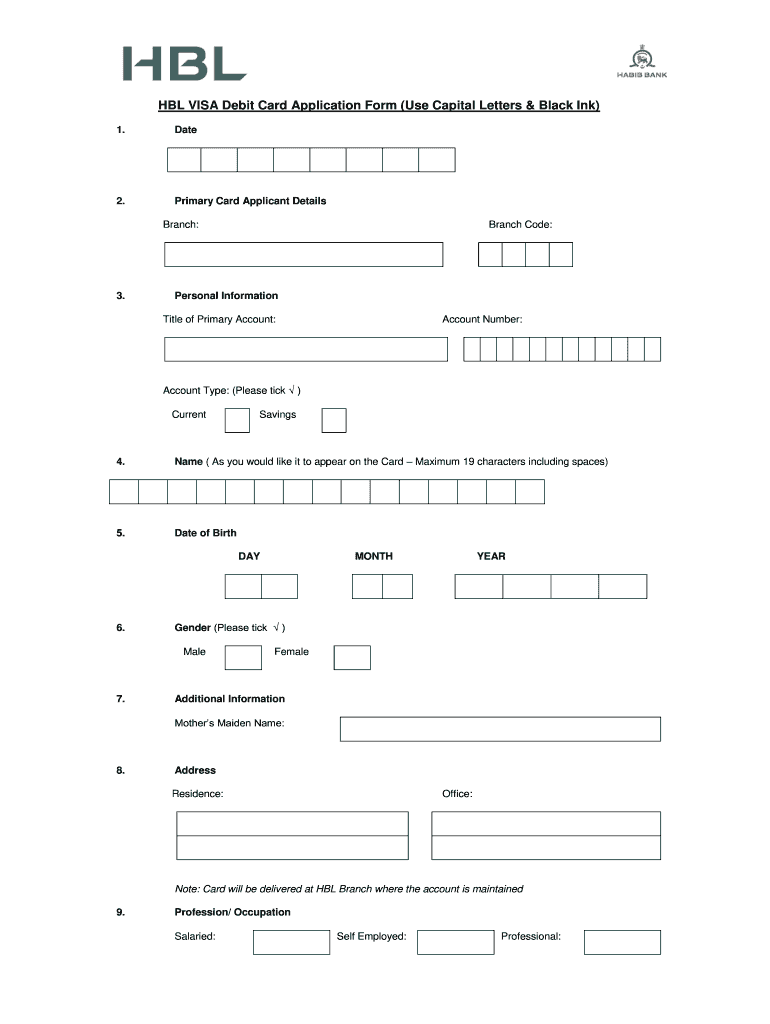 Hbl Debit Card Tracking  Form