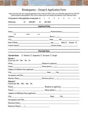 Kindergarten Admission Form