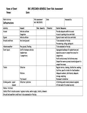 Venue Risk Assessment Example  Form