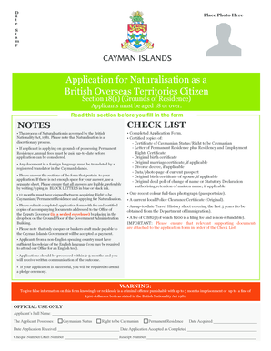 Cayman Islands Naturalization Form