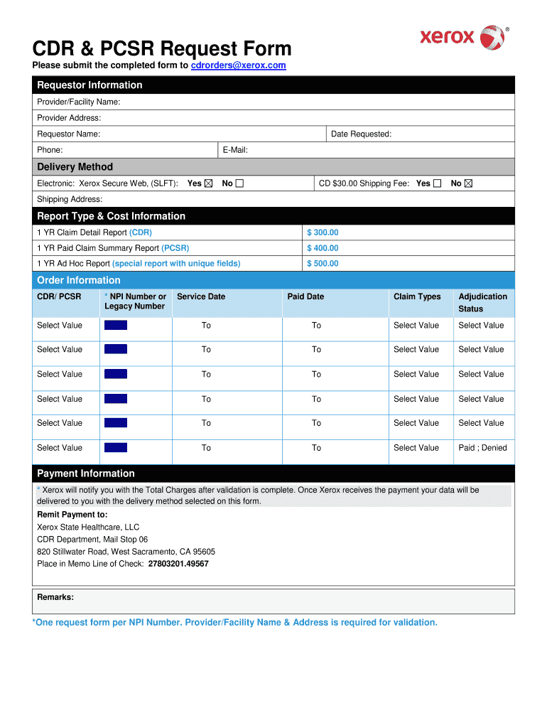 Cdr Pcsr Request Form