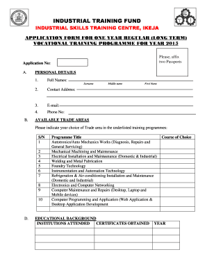 Itf Nigeria  Form