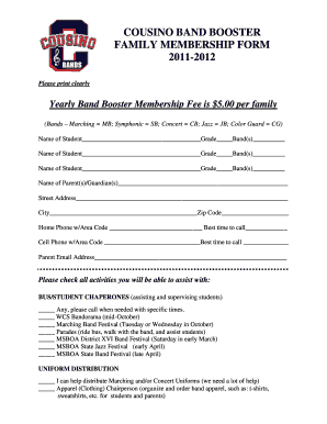 Band Application Form