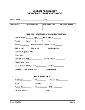 Newborn Assessment Form