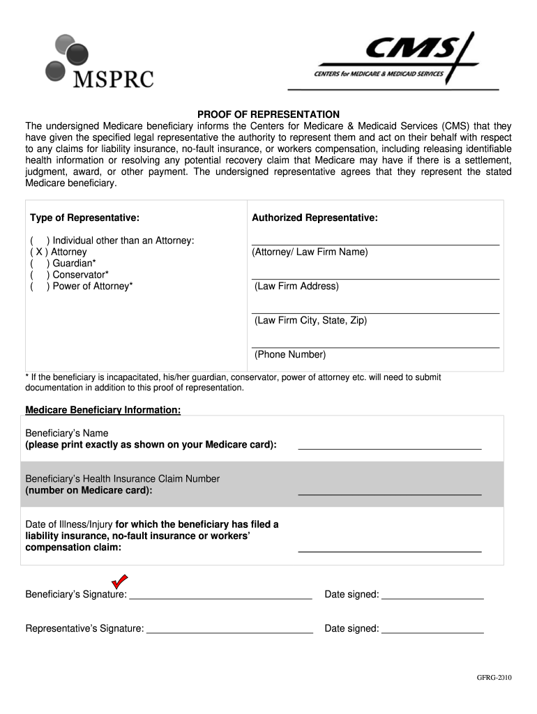 Get and Sign P ROOF of REPRESENTATION Authorized Representative  Form