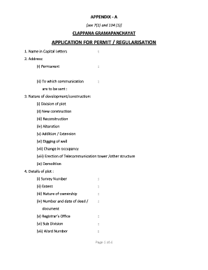 Appendix A1 Form Application for Permit Regularisation PDF
