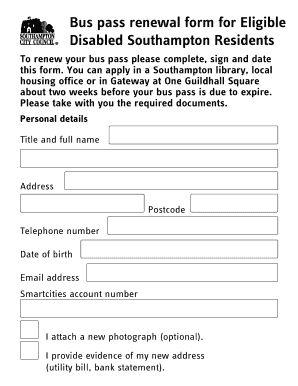 Disabled Bus Pass Southampton  Form