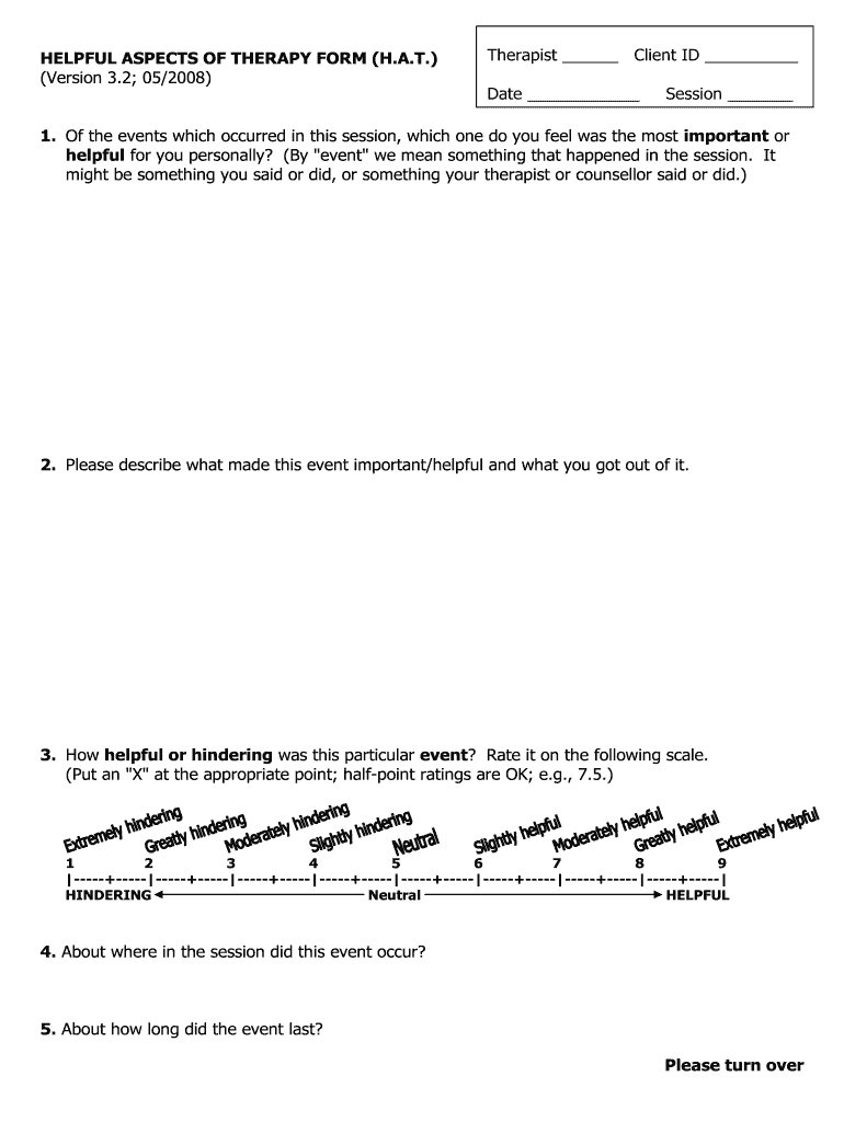  HELPFUL ASPECTS of THERAPY FORM H 2008-2024