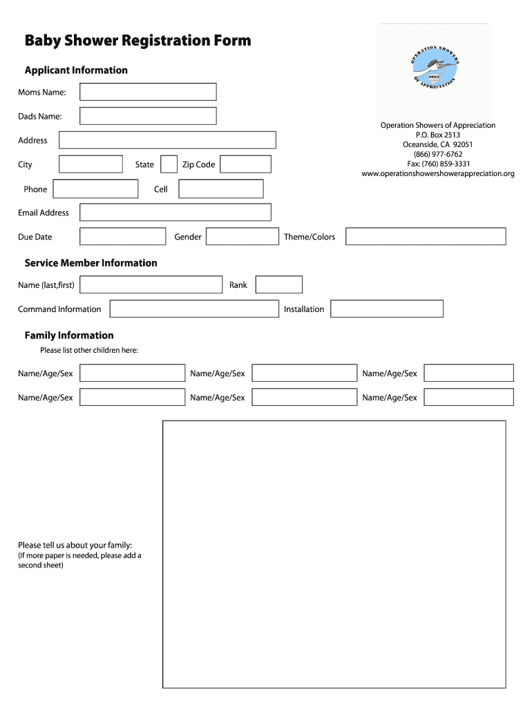 Baby Shower Registration Form