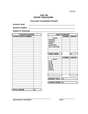 Deposit Breakdown Form