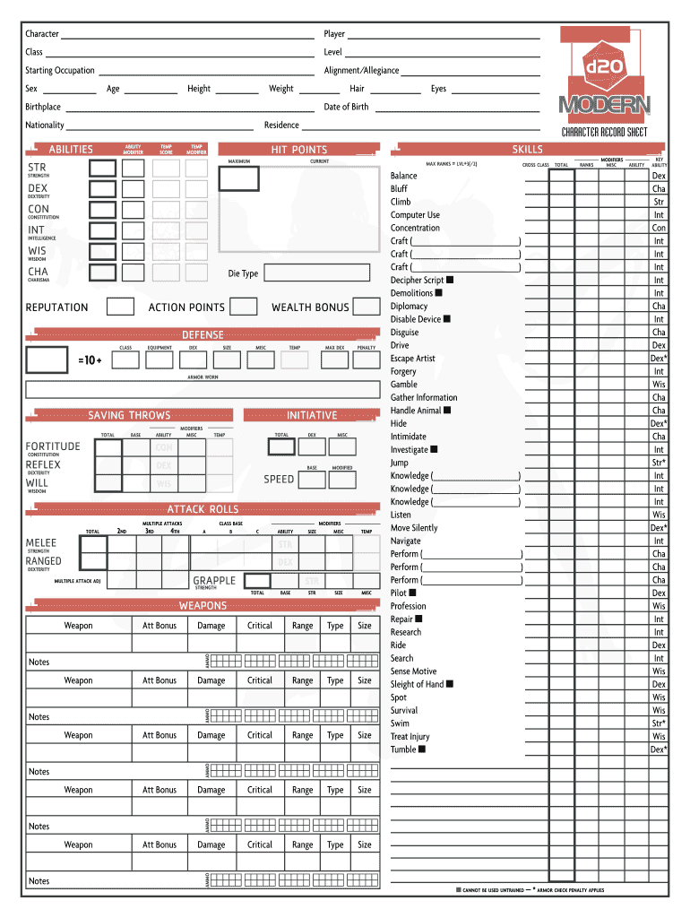 D20 Modern PDF  Form